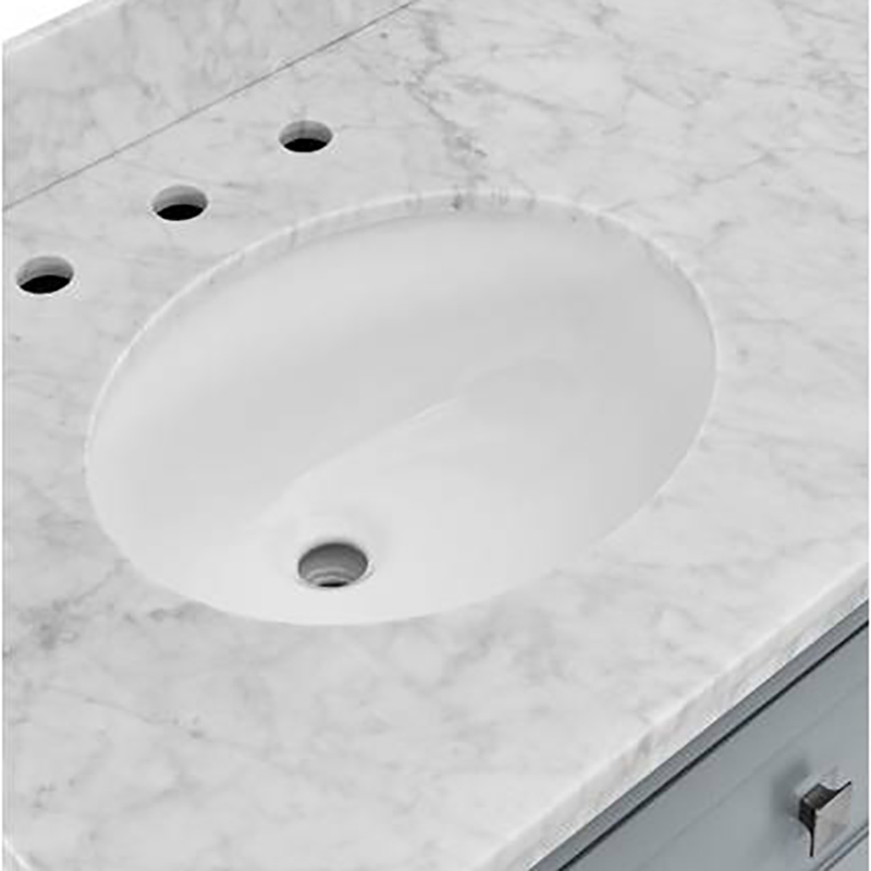 Solid Wood+ Natural marble bathroom vanity 60 Inch With cabinets, Gray 6 drawers